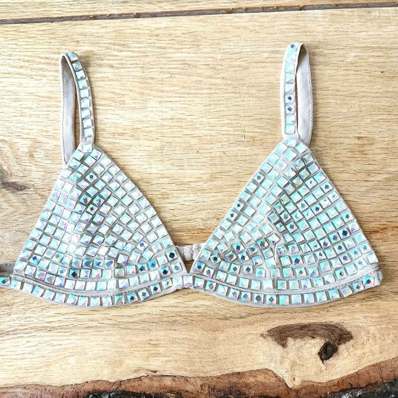 For Love And Lemons Other - For Love And‎ Lemons Jackpot Bralette Bra Crystal Rhinestone Size Small Lingerie